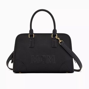 MCM Aren Boston Bag in Spanish Leather Medium